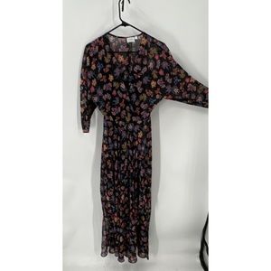 Anthropologie HD in Paris Verini Sheer Maxi Dress Black Floral Print 2